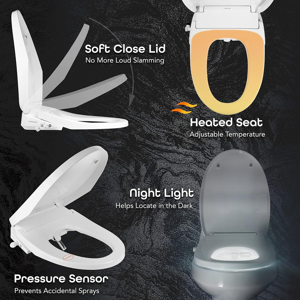 BidetMate 3000 Series Electric Toilet Seat Bidet with Unlimited Heated Water, Remote, and Adjustable Warm Air Dryer - Adjustable and Self-Cleaning - Fits Elongated Toilets