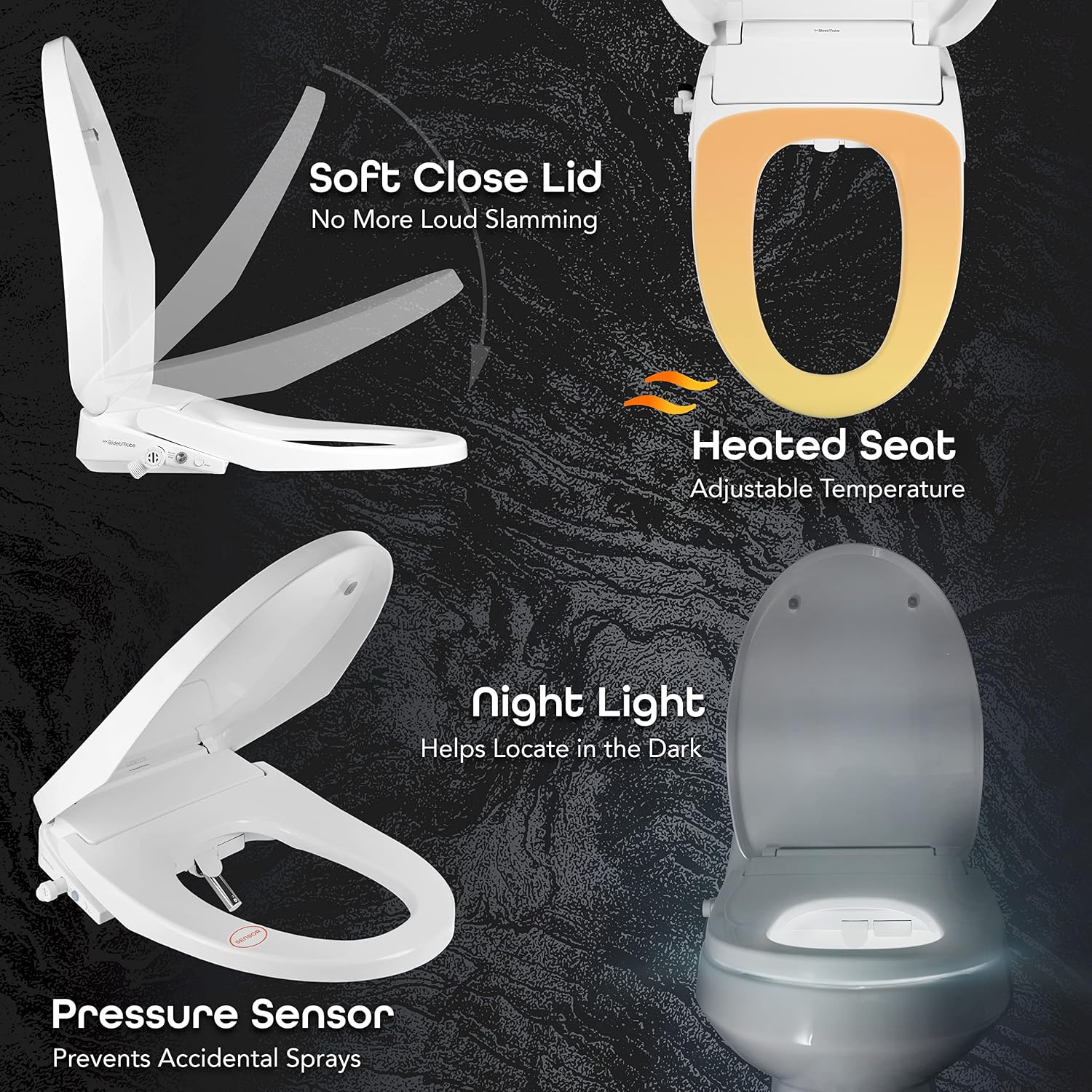 BidetMate 3000 Series Electric Toilet Seat Bidet with Unlimited Heated Water, Remote, and Adjustable Warm Air Dryer - Adjustable and Self-Cleaning - Fits Elongated Toilets