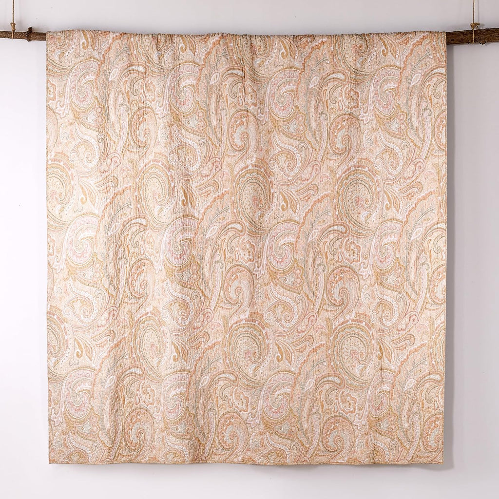 Levtex Home - Spruce Coral Quilt Set - King/Cal King Quilt (106x92in.) + Two King Pillow Shams (36x20in.) - Paisley Pattern in Coral and Tan - Reversible - Cotton