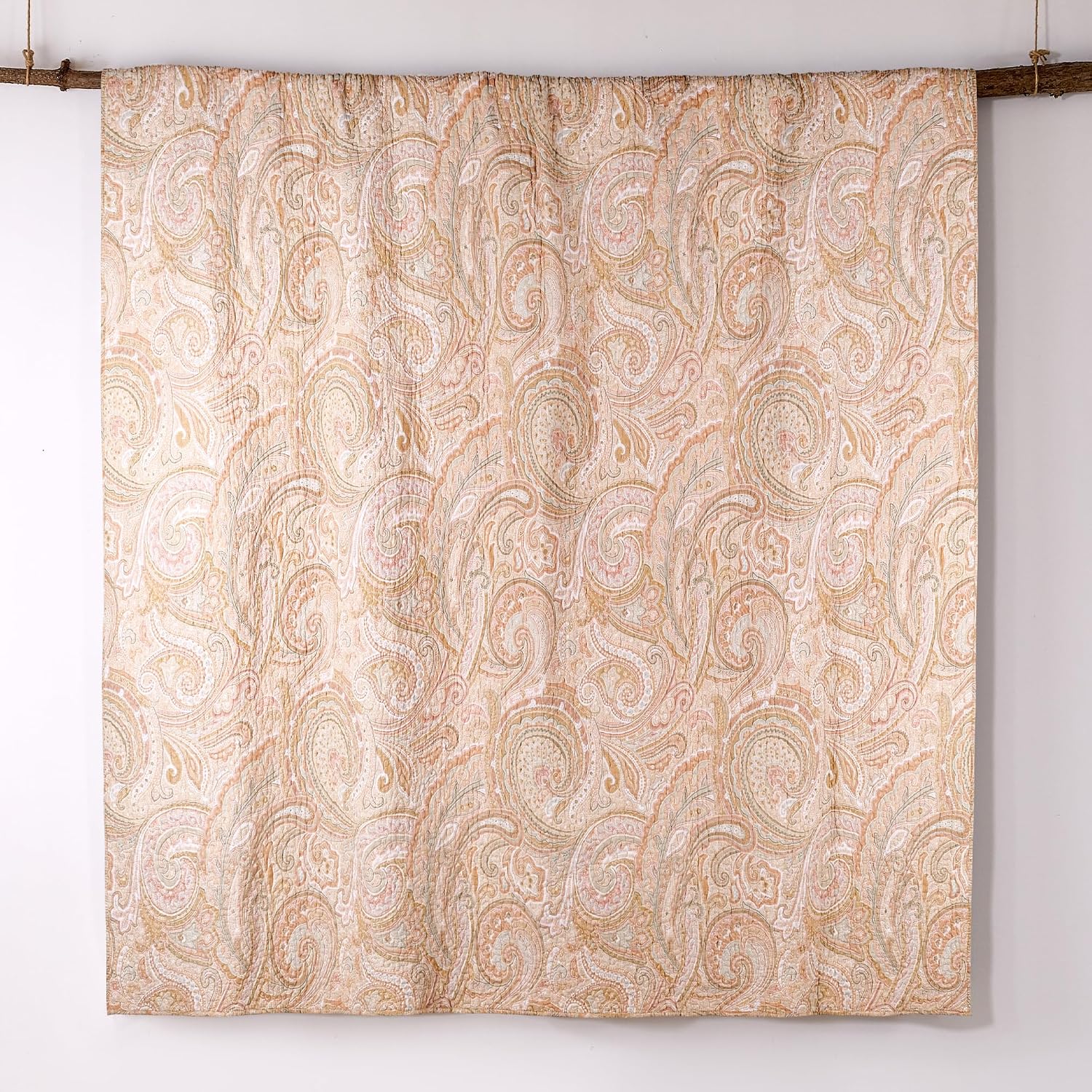 Levtex Home - Spruce Coral Quilt Set - King/Cal King Quilt (106x92in.) + Two King Pillow Shams (36x20in.) - Paisley Pattern in Coral and Tan - Reversible - Cotton