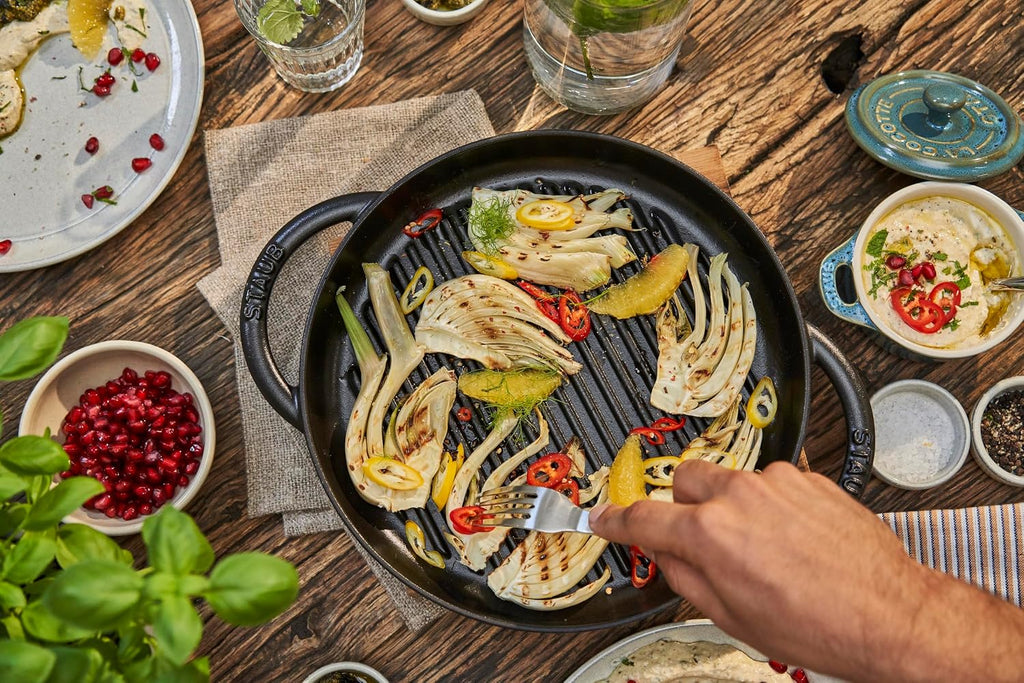 staub 40509-377 Pure Grill Round Black 10.2 inches (26 cm) Grill Pan, Both Handed, Cast Iron, Induction Compatible, Japanese Authentic Product