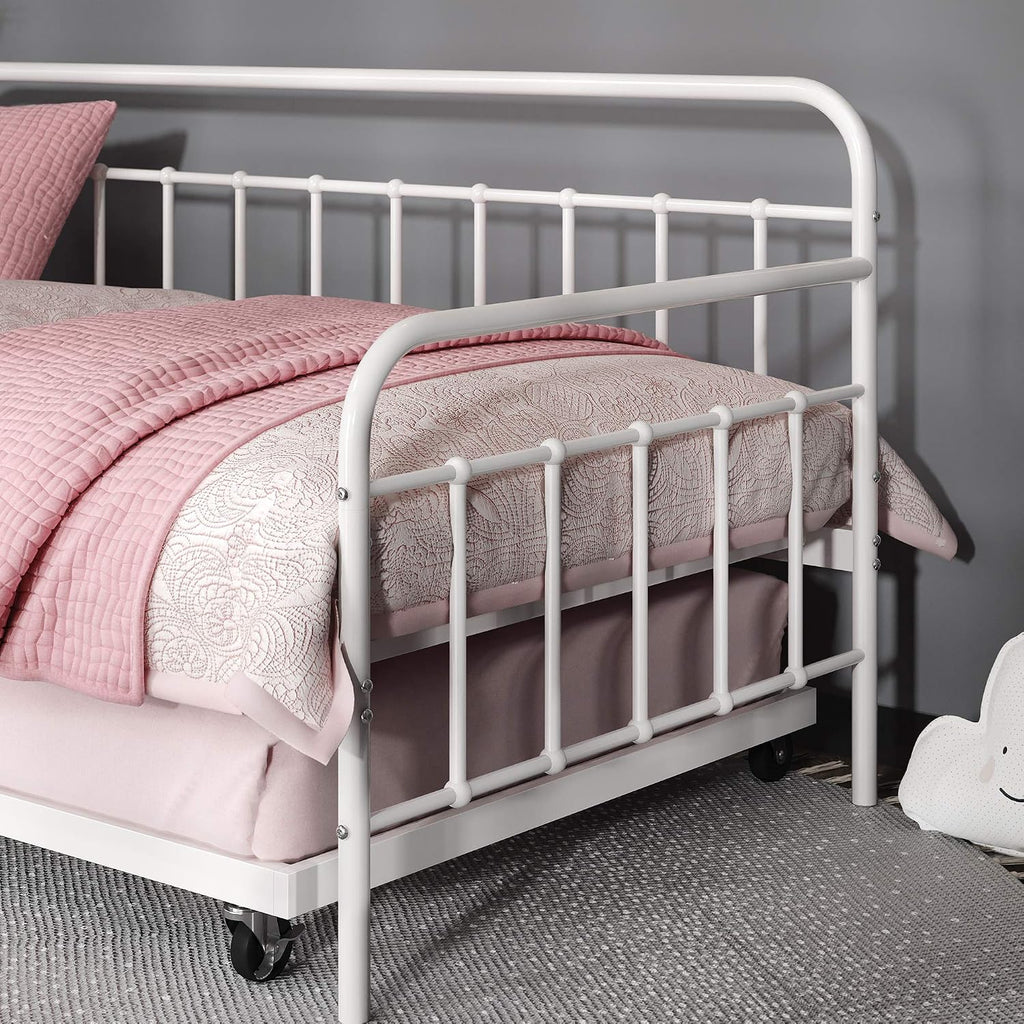 Zinus Florence Twin Daybed and Trundle Frame Set/Premium Steel Slat Support/Daybed and Roll Out Trundle/Accommodates Twin Size Mattresses Sold Separately