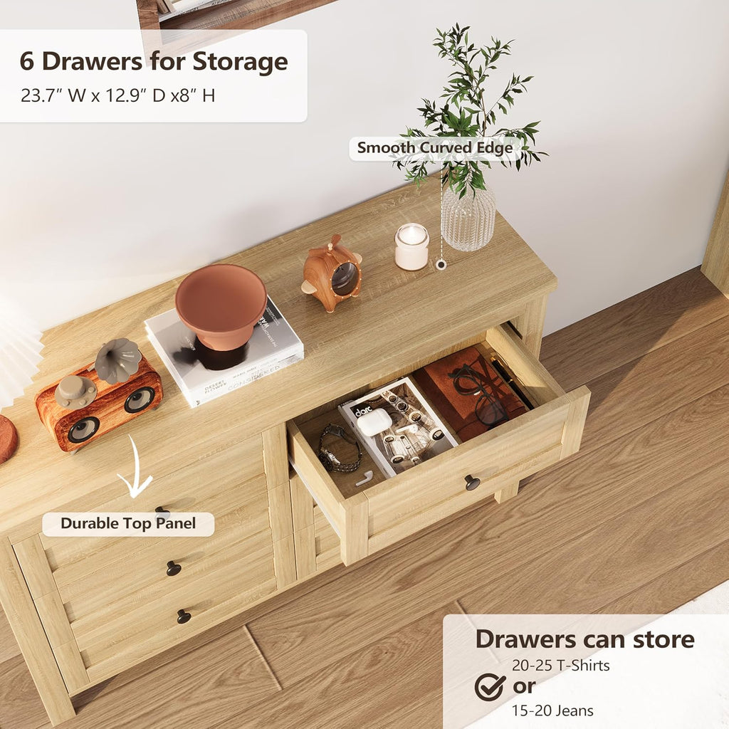 LUMISOL 3 Pieces Bedroom Sets,Farmhouse Platform Bed with Storage Nightstand and Dresser, Full Size Bed Frame with Storage Headboard and Charging Station, Natural