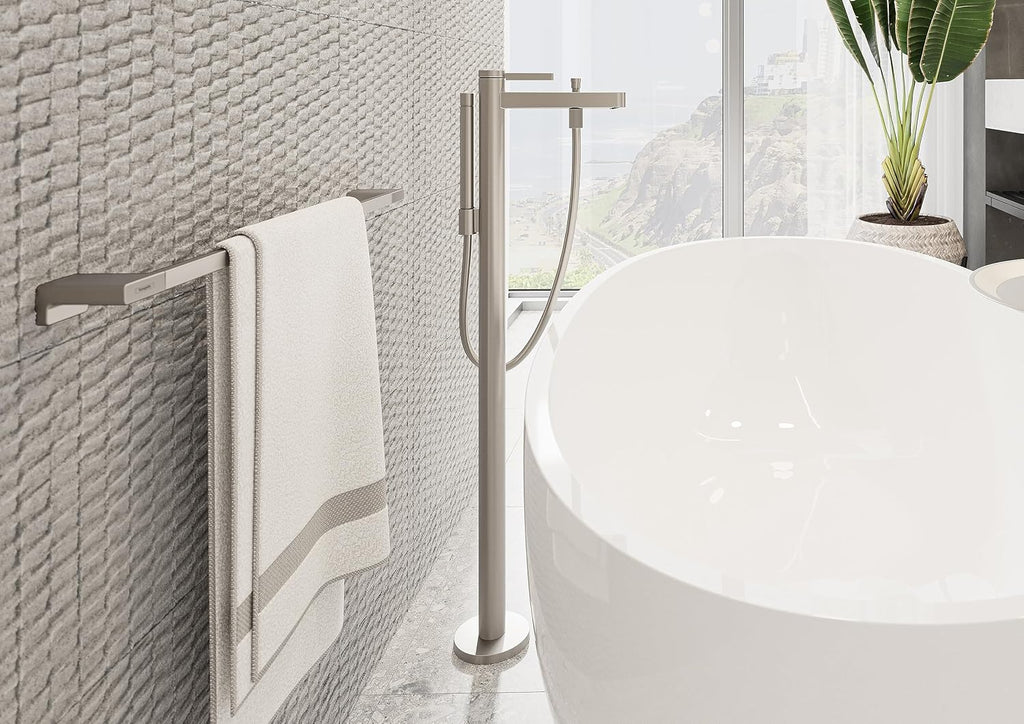 hansgrohe AddStoris 6-inch Toilet Paper Holder with Shelf in Brushed Nickel, 41772820