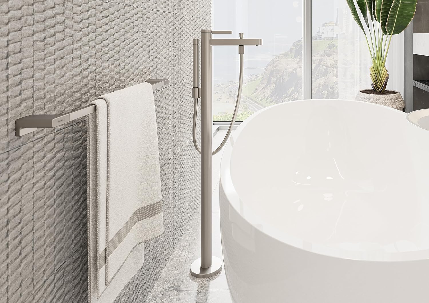 Hansgrohe AddStoris Modern Toilet Paper Holder with Cover in Brushed Nickel, 41753820