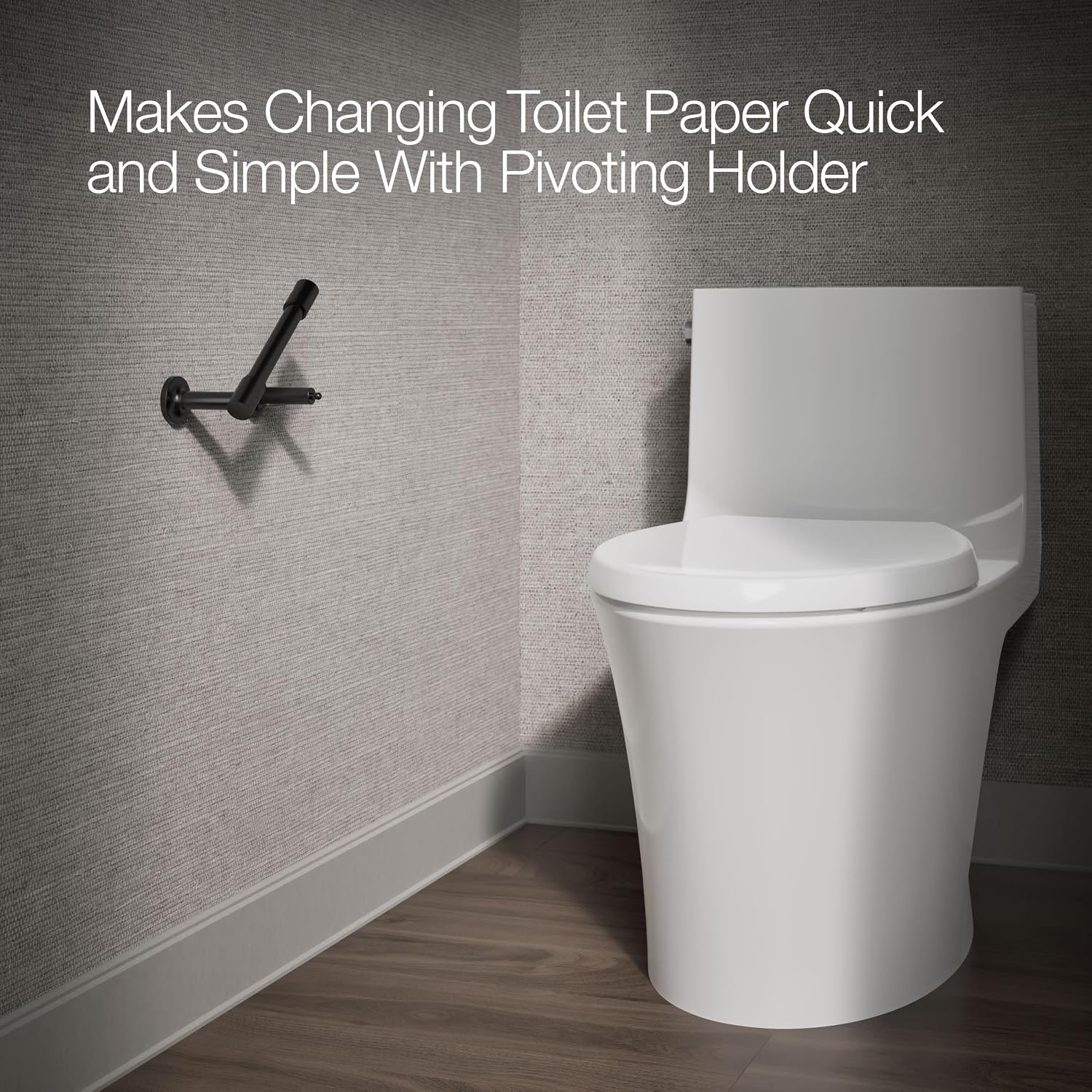 KOHLER 14377-BL Purist® Pivoting Toilet Paper Holder, Matte Black