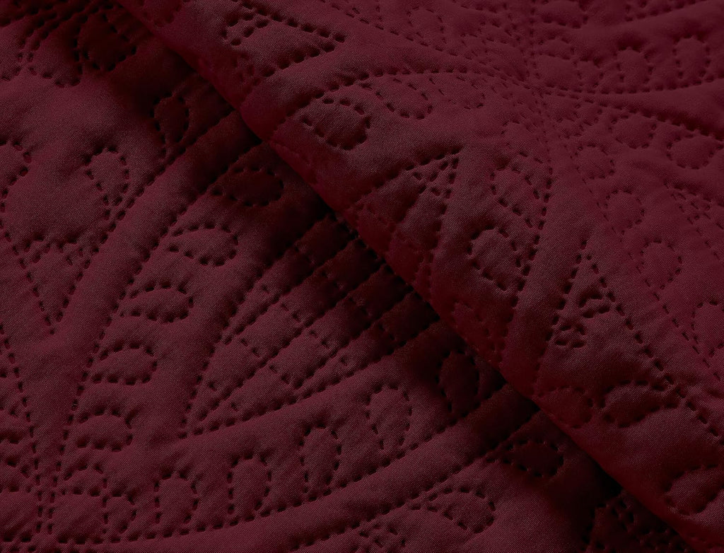Chezmoi Collection Austin 3-Piece Oversized Bedspread Coverlet Set (Queen, Burgundy) (Pack of 6)