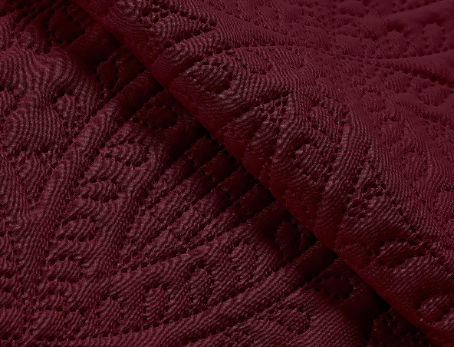 Chezmoi Collection Austin 3-Piece Oversized Bedspread Coverlet Set (Queen, Burgundy) (Pack of 6)