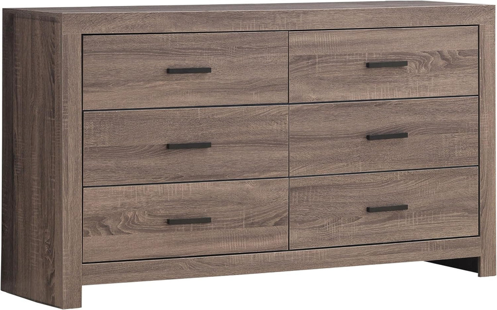 Coaster Home Furnishings Brantford Farmhouse 4-Piece Bedroom Set Eastern King Size Panel Bed Frame 52-inch Headboard Barrel Oak 207041KE-S4
