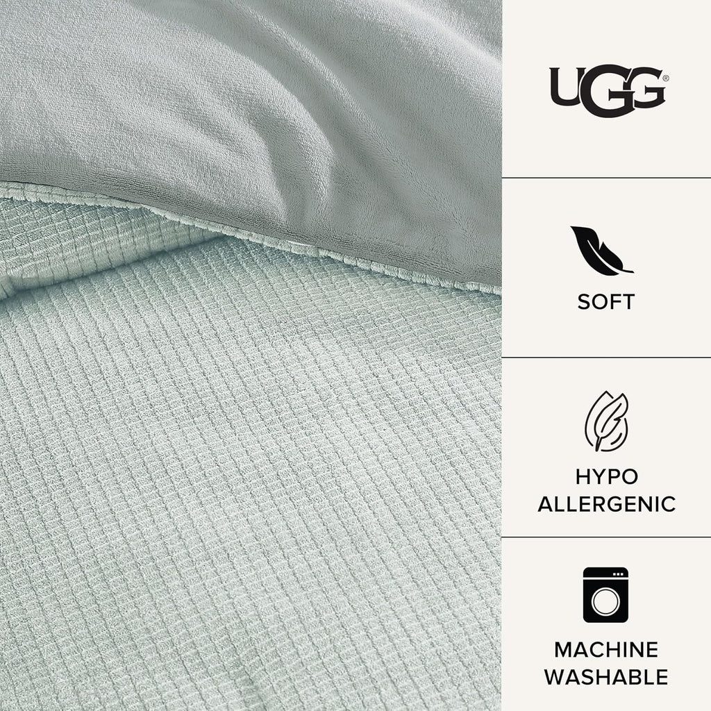 UGG Remina Twin Comforter Set 4 Piece Bed in a Bag with Throw Blanket, Decorative Pillow, Sham, and Reversible Comforter Hypoallergenic Washable Dorm Bedding, Twin XL, Blue-Green Clear Creek