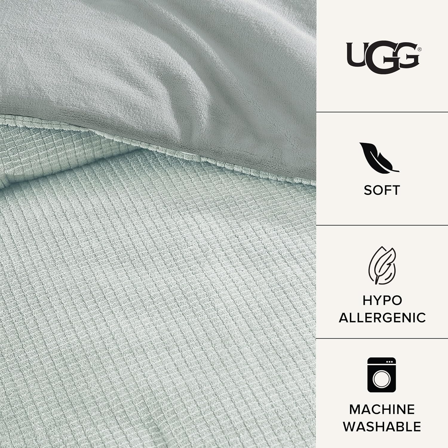 UGG Remina Twin Comforter Set 4 Piece Bed in a Bag with Throw Blanket, Decorative Pillow, Sham, and Reversible Comforter Hypoallergenic Washable Dorm Bedding, Twin XL, Blue-Green Clear Creek