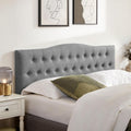 Huatean Home Tufted Upholstered Headboard King Size, Sturdy and Durable Solid Wood Bed headboard, Fabric Headboard Adjustable Height from 37' to 51', Modern Button Diamond Design Head Board, Grey