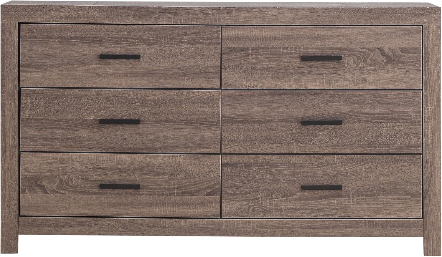 Coaster Home Furnishings Brantford Farmhouse 4-Piece Bedroom Set Eastern King Size Panel Bed Frame 52-inch Headboard Barrel Oak 207041KE-S4
