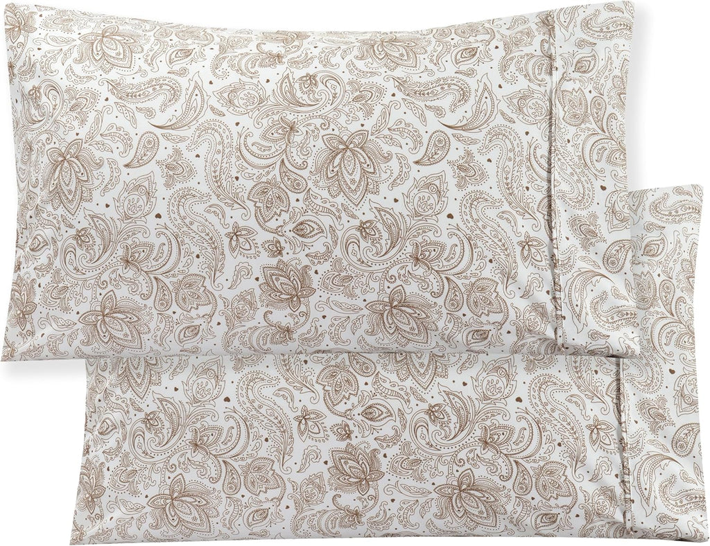 Elegant Comfort Softest and Coziest 6-Piece Sheet Set - 1500 Premium Hotel Quality Microfiber - Deep Pocket, Wrinkle Resistant 6-Piece Paisley Pattern Bed Sheet Set, King, Paisley Taupe (Pack of 4)