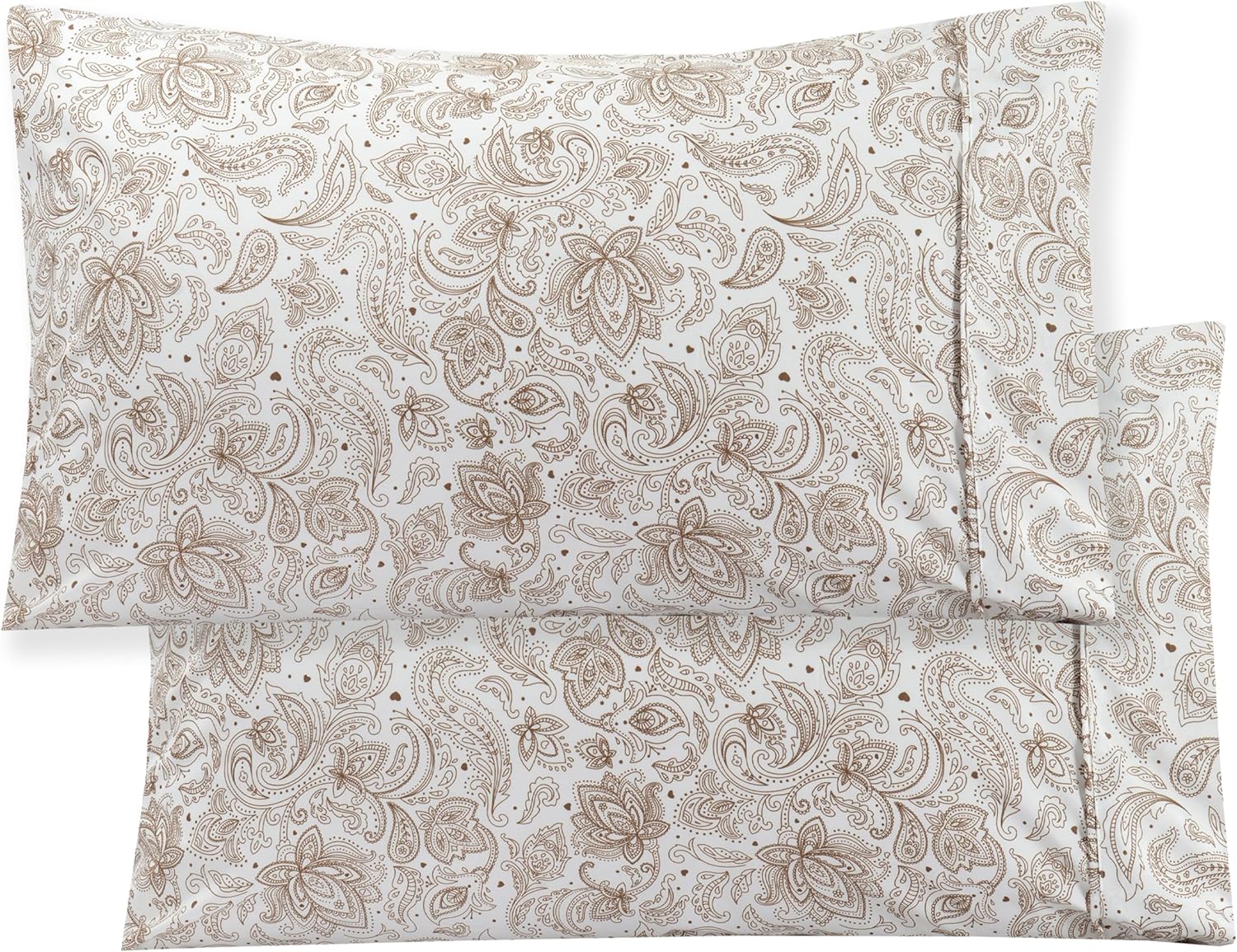 Elegant Comfort Softest and Coziest 6-Piece Sheet Set - 1500 Premium Hotel Quality Microfiber - Deep Pocket, Wrinkle Resistant 6-Piece Paisley Pattern Bed Sheet Set, King, Paisley Taupe (Pack of 4)
