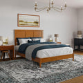 AFI, Charlotte Queen Solid Wood Low Profile Platform Bed, Light Toffee