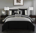 Chic Home Black Bed in a Bag Comforter Set, Queen Size (10 Pieces), Ayelet - Color Block Stripes Premium Microfiber Bedding - Comforter, Flat & Fitted Sheets, Shams, Pillowcases & Decorative Pillows