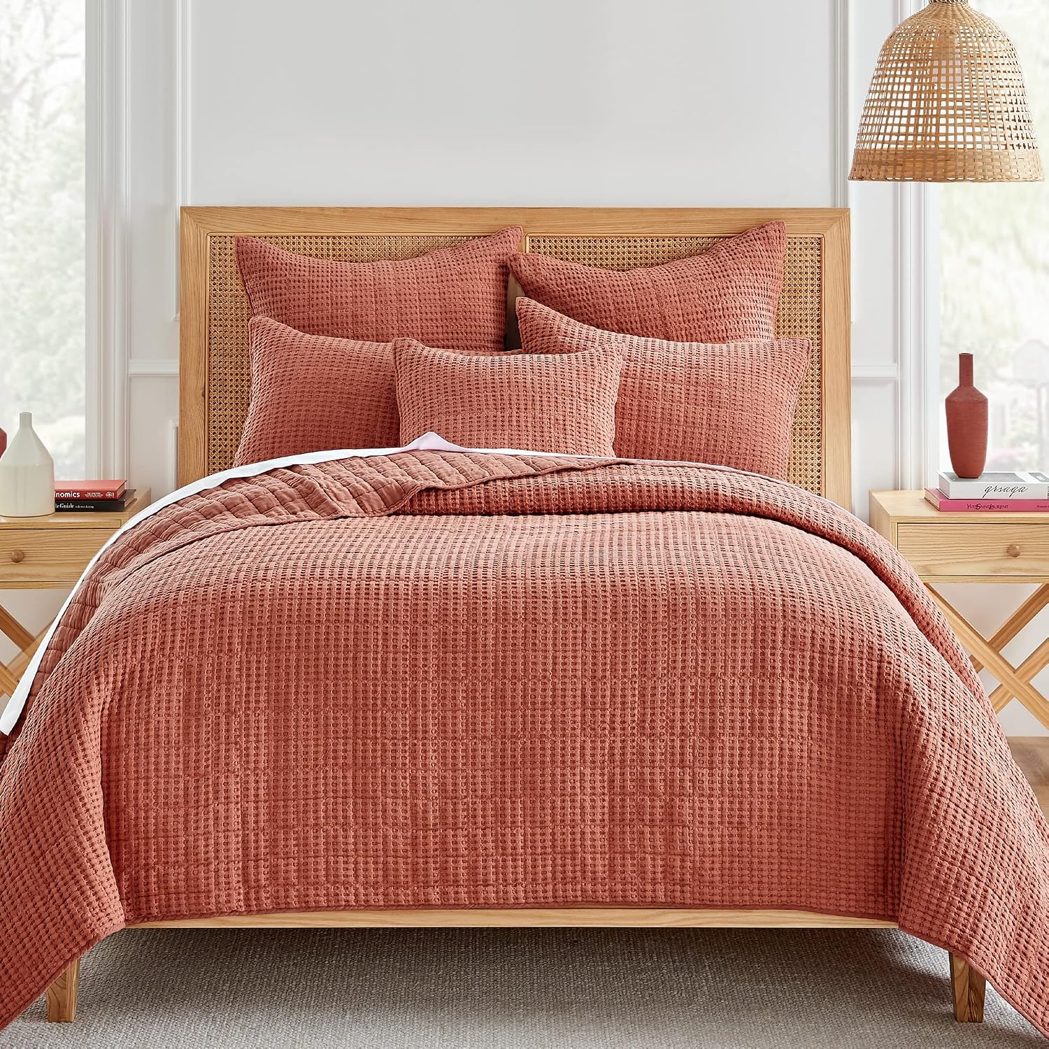 Levtex Home Mills Waffle King/Cal King Quilt Set (106x92in) with 2 Pillow Shams (36x20in) - Adobe - 100% Cotton King Size Quilt Bedding Set - Lightweight, Soft, Pre-Washed