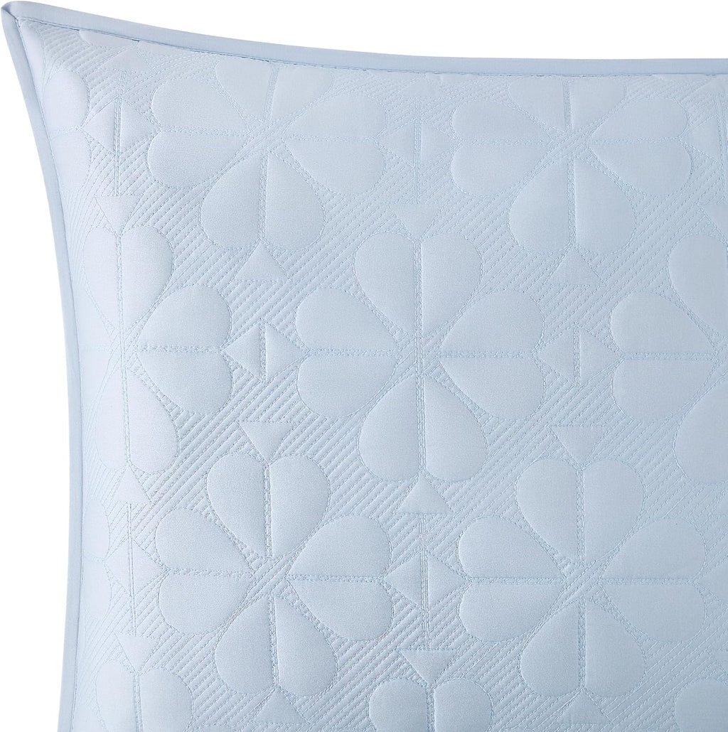 kate spade new york Spade Floral 2-Piece Twin Quilt Bedding Set, 100% Cotton Sateen Reversible Cover, All Season Warmth Bedding, Machine Washable, Halogen Blue