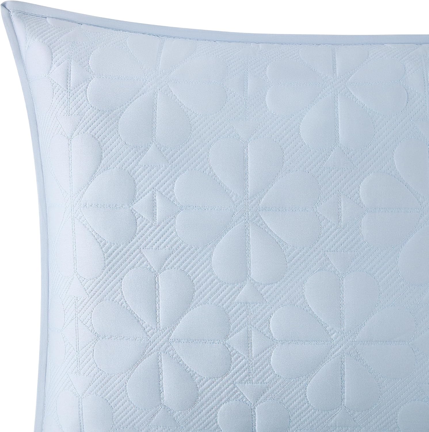 kate spade new york Spade Floral 2-Piece Twin Quilt Bedding Set, 100% Cotton Sateen Reversible Cover, All Season Warmth Bedding, Machine Washable, Halogen Blue