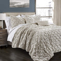 Lush Decor Ravello Pintuck Comforter Set - Luxe 5 Piece Textured Bedding Set - Traditional Glam & Farmhouse Inspired Bedroom Decor - Full/ Queen, Wheat