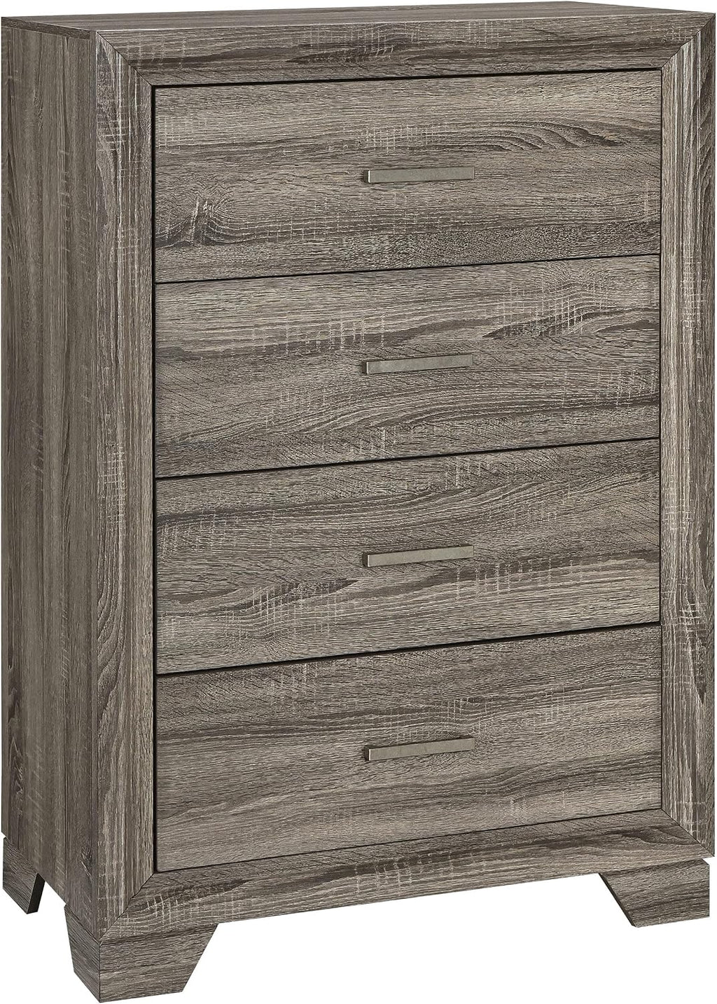 Coaster Home Furnishings Wright Transitional 5-Piece Bedroom Set Fabric Upholstered Eastern King Size Panel Bed Frame 52-inch Headboard Brown Oak 223341KE-S5