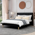 AGARTT Upholstered Platform Bed Frame Full Size with Headboard and Footboard/Wooden Slats Support/No Box Spring Needed/Easy Assembly,Black Linen