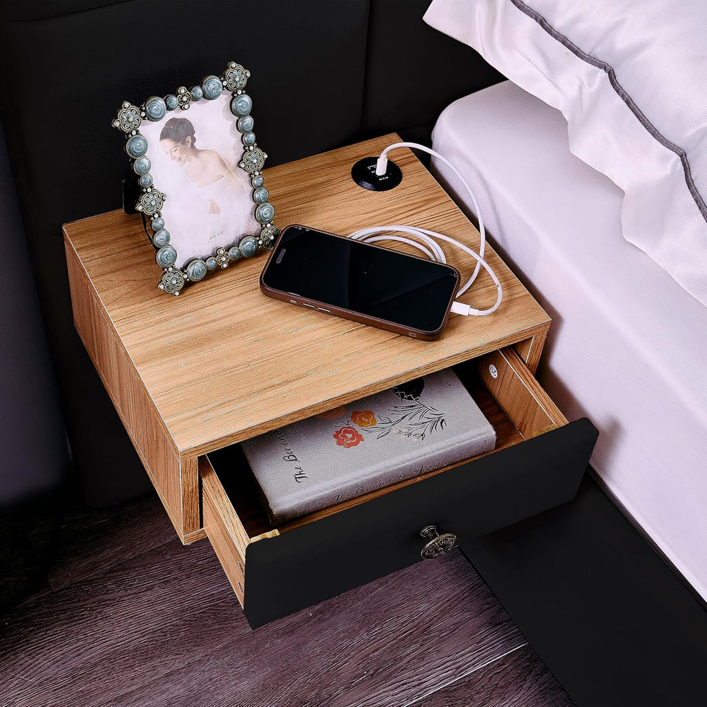 Luxury Velvet King Size Bed Frame with Hydraulic Lift and Storage, Built-in LED Lights, USB Charging Station & 2 Shelves, No Box Spring Needed Platform Bed (Black)