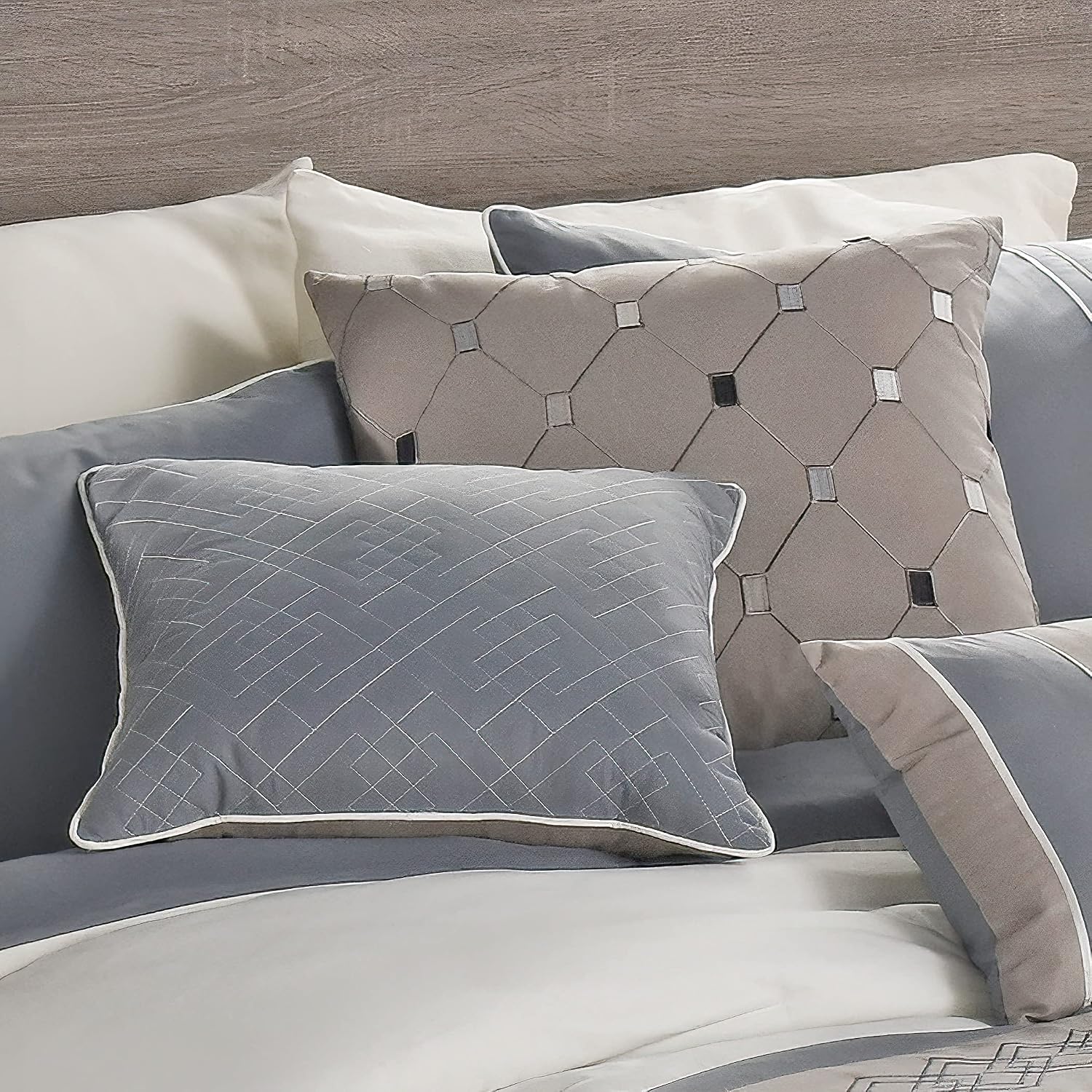 Riverbrook Home Country Manor Comforter Set, King, Beren - Blue/Tan/Ivory, 7 Piece Set
