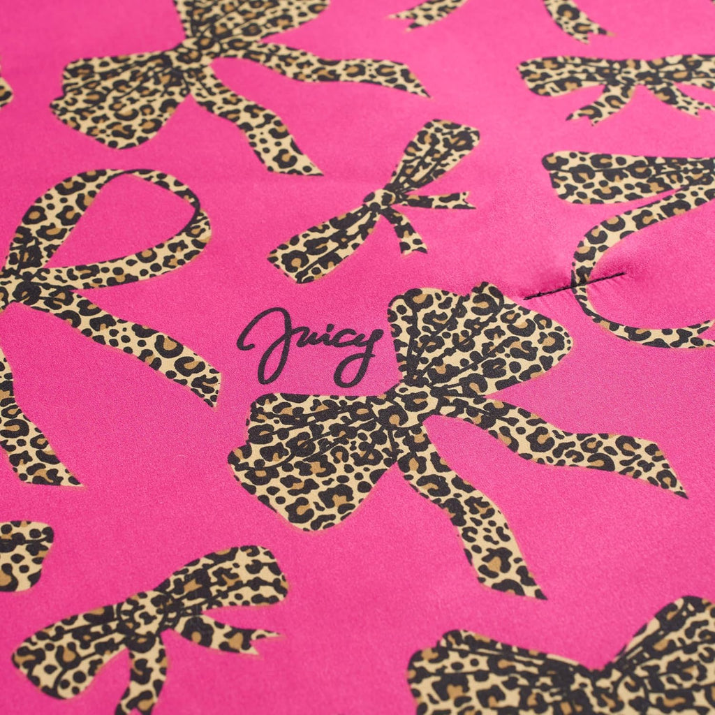 Juicy Couture Plush Reversible Cheetah Bows 4-Piece King Comforter Set with Decorative Pillow