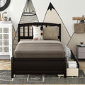 Harper & Bright Designs Wood Twin Size Platform Bed with Storage Drawers and Headboard for Saving Space, Vintage Bed Frame for Kids Boys Girls, No Box Spring Needed, Space Saving, Espresso