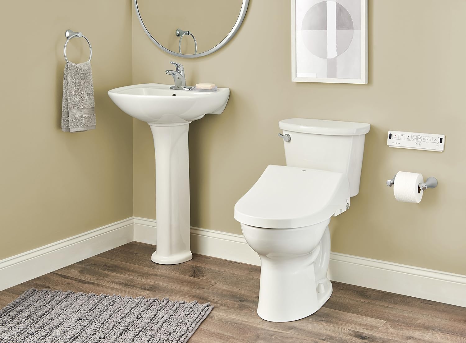 American Standard 8012A70GRC-415 INAX Heated Shower Toilet Bidet Seat with Remote Control + Dual Nozzle, White