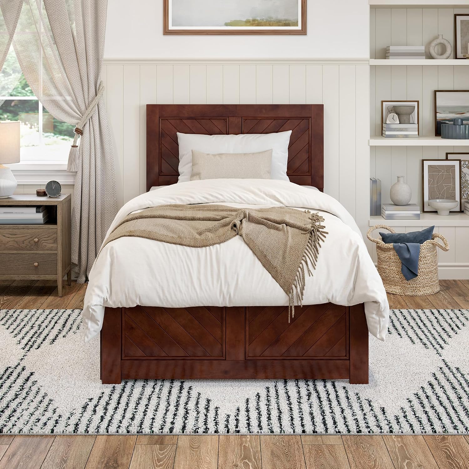 AFI, Canyon Twin XL Platform Bed with Matching Footboard & Storage Drawers, Walnut