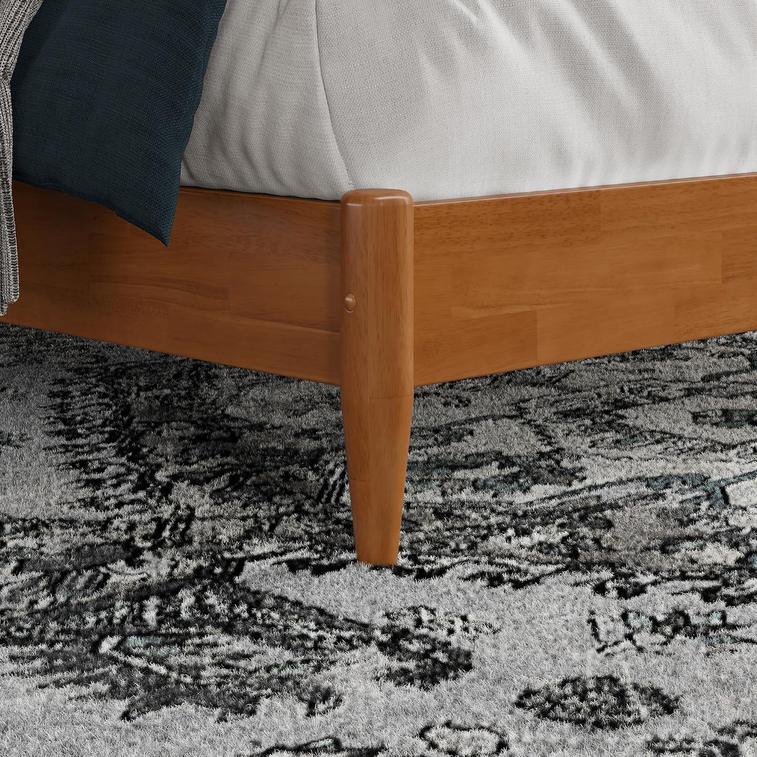 AFI, Charlotte Queen Solid Wood Low Profile Platform Bed, Light Toffee