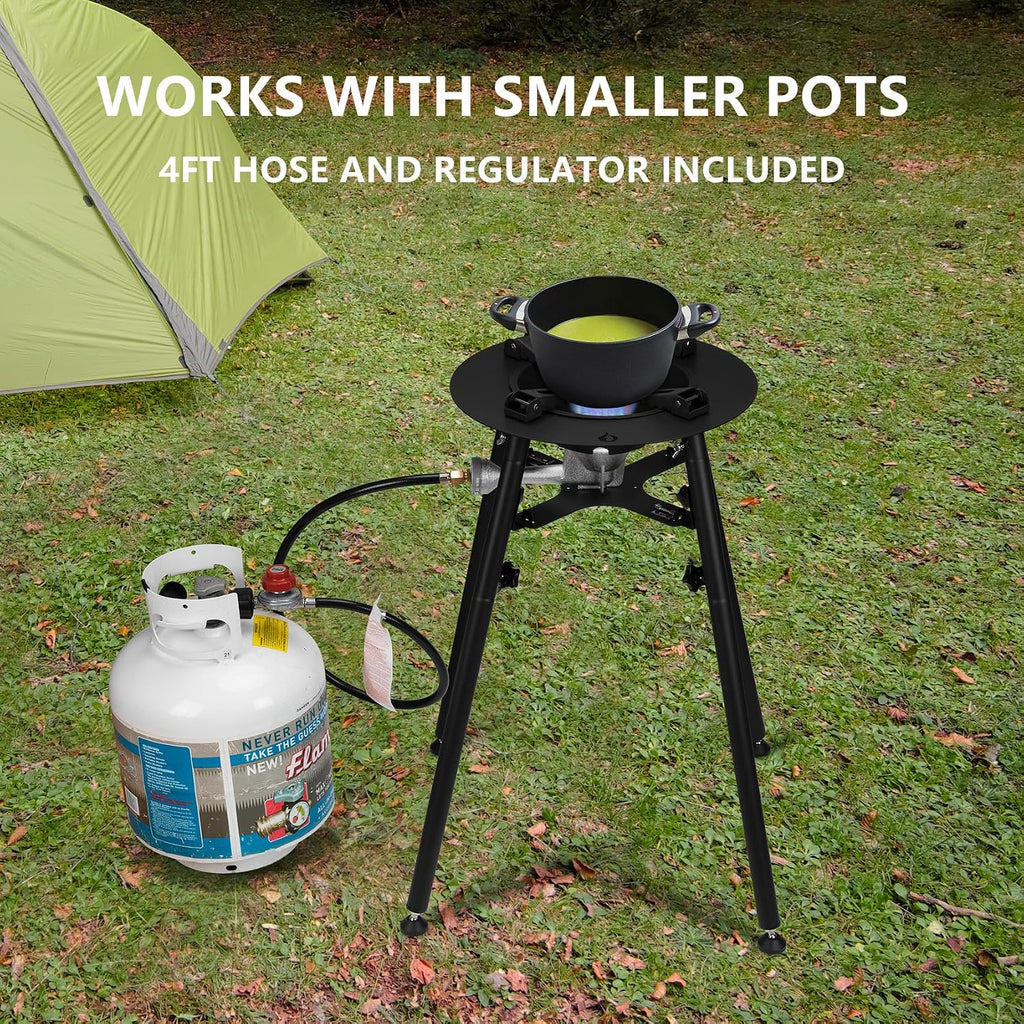 ONLYFIRE GRILLS Propane Paella Burner Stand Set with 21' Paella Pan, Outdoor Gas Stove Cooking Kit, Portable Gas Burner with Wok for Backyard Camping Tailgating RV, 4FT Hose, 60000BTU, GS300
