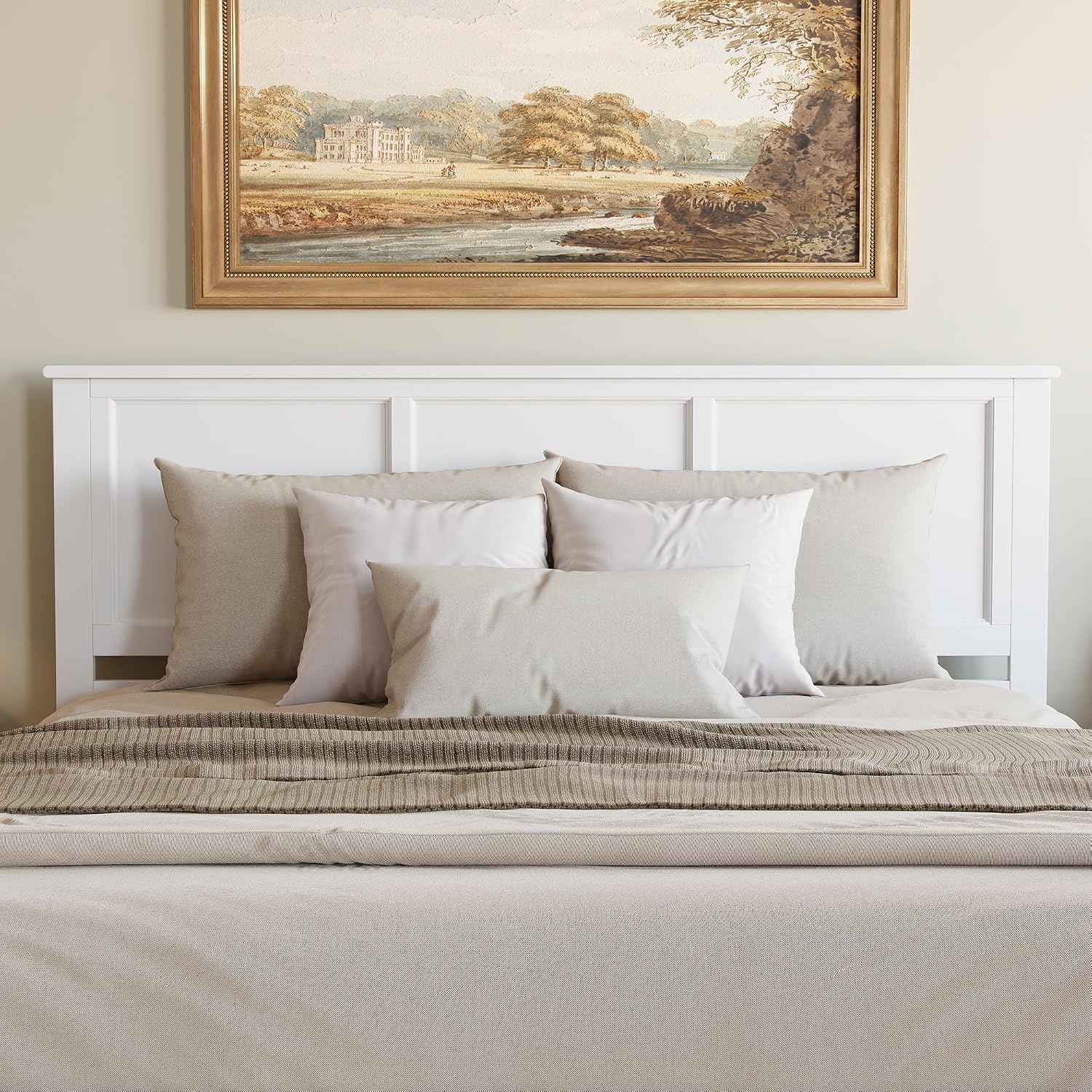 AFI, Madison King Solid Wood Panel Headboard, White