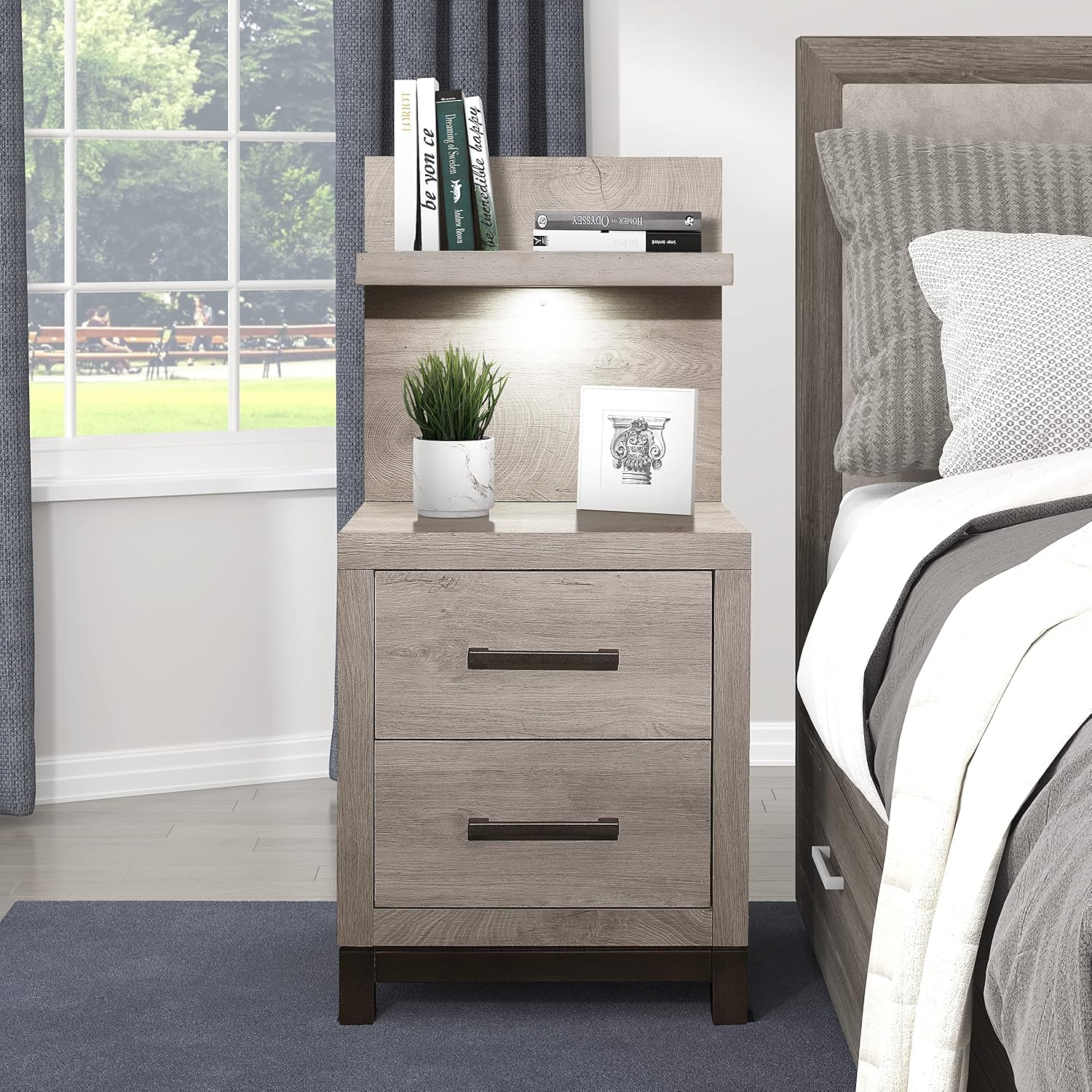 Lexicon Azalea 3-Piece Bedroom Set, Twin, Light Gray/Gunmetal