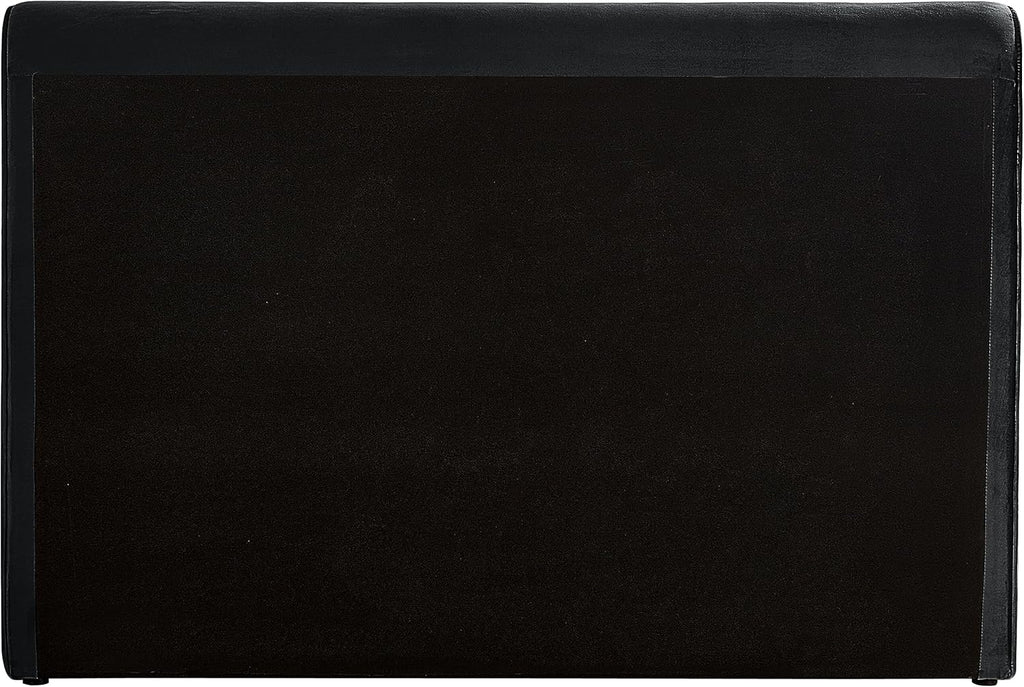 Meridian Furniture SloanBlack-Q Sloan Collection Modern | Contemporary Velvet Upholstered Queen Bed with Rich Soft Black Velvet, Curved Headboard and Footboard, 66' W x 96' D x 45' H, Black, Queen