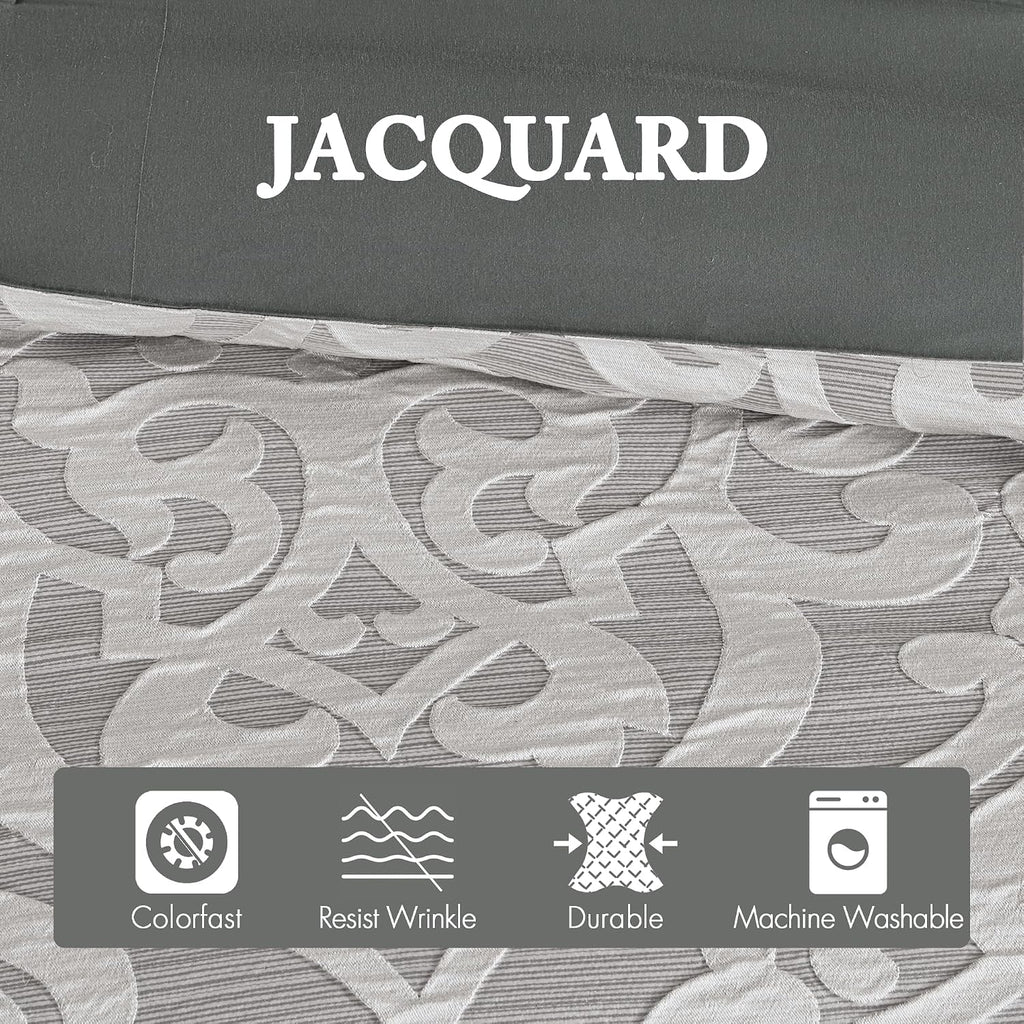 Madison Park Odette Cozy Comforter Set Jacquard Damask Medallion Design - Modern All Season, Down Alternative Bedding, Shams, Decorative Pillows, Cal King(104 in x 92 in), Silver 8 Piece