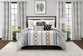 Stratford Park Black Gold Comforter Set Queen Size, 15 Piece Terry Embroidery All Season Room-in-A-Bag, Matching Curtains, Sheet Set, Pillows & Shams