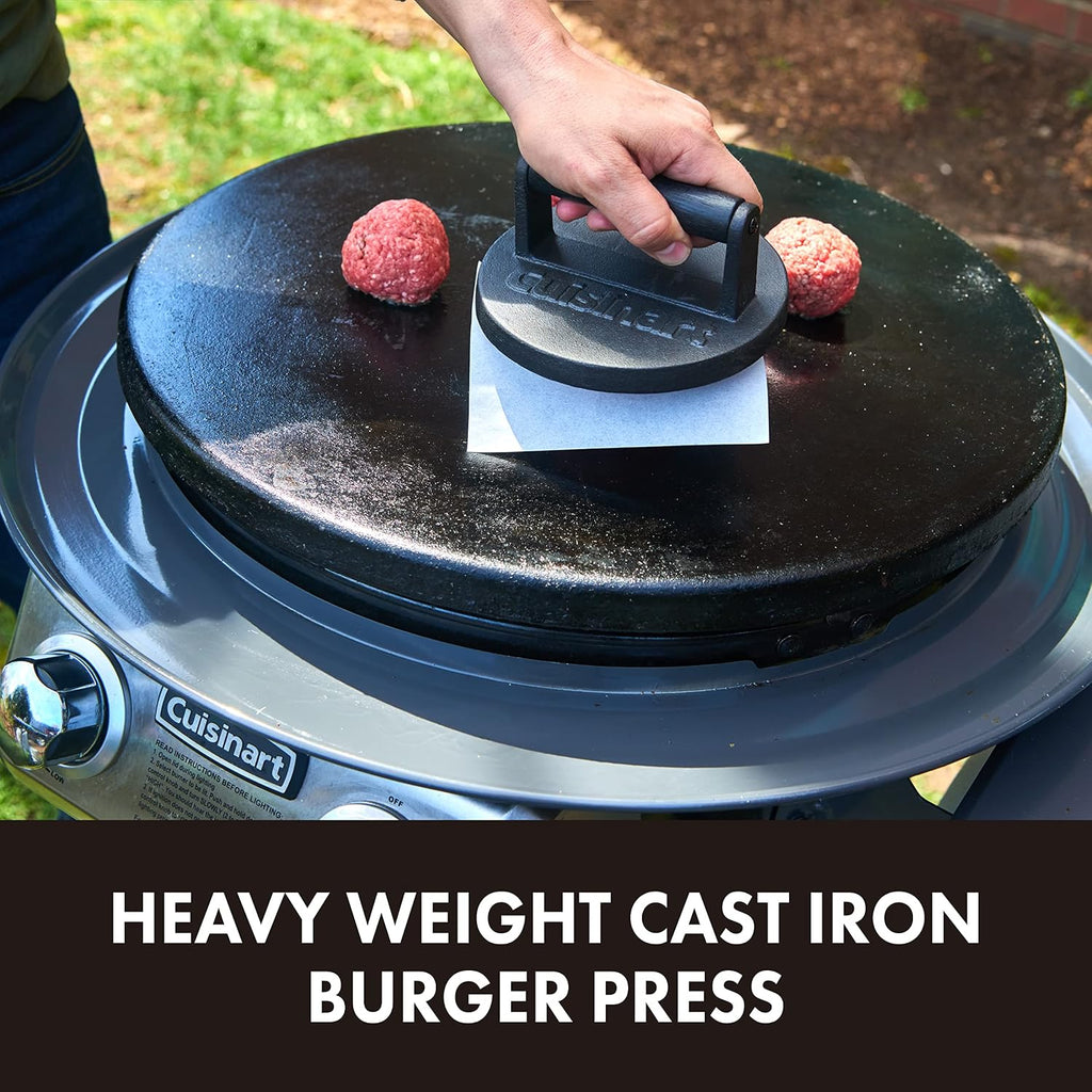 Cuisinart CCP-2000 Reversible Cast Iron Grill/Griddle Cookware Plate, Ribbed Grill & Smooth Flat Top Griddle and Cuisinart CSBK-400, Smashed Burger Kit, Cast Iron