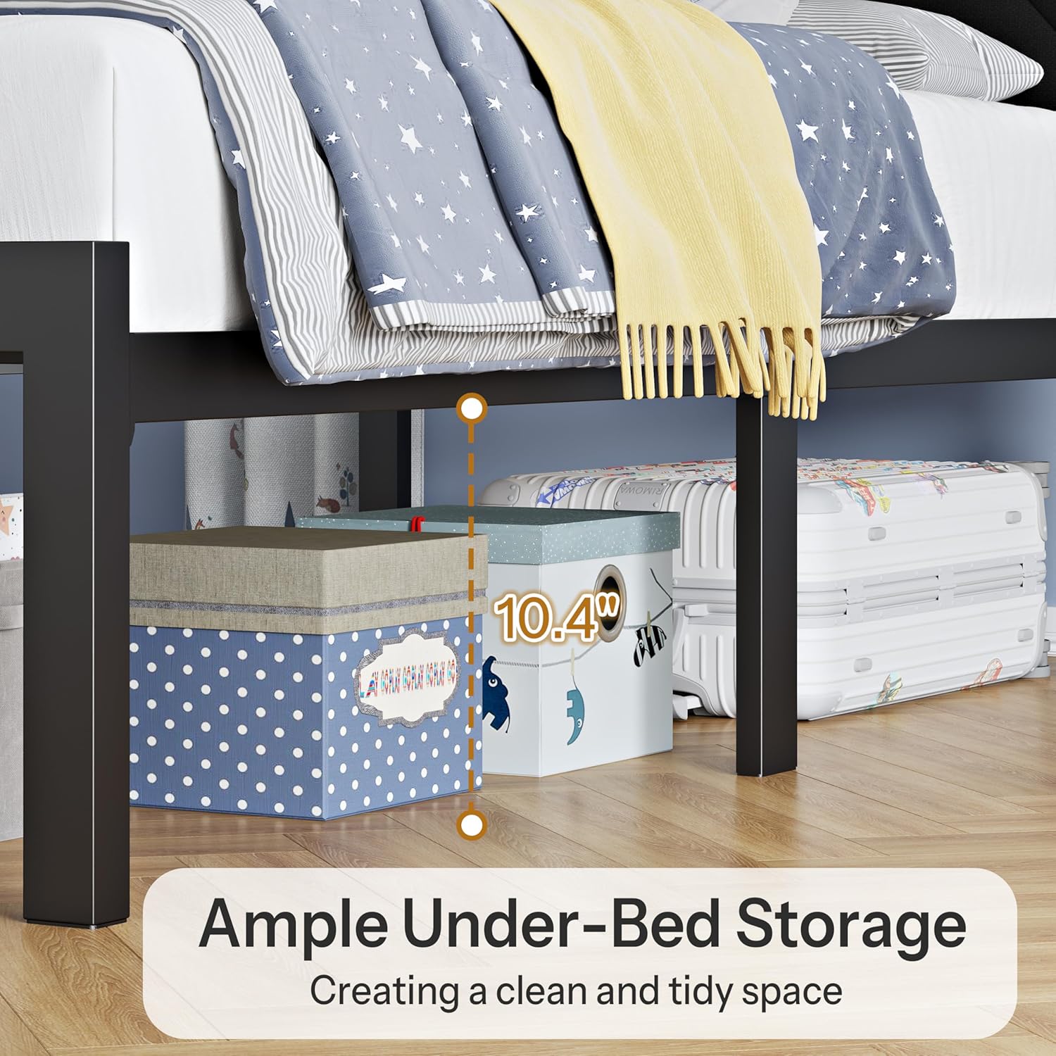 ChicZhiNest Full Size Bed Frame with 2 Tier Upholstered Storage Headboard and Under Bed Storage,Platform Bedframe with LED Lights and Charging Station, No Box Spring Needed,Easy Assembly,Grey