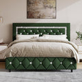 BarnFurin Full Size Bed Frame with Headboard, Faux Leather Upholstered Bed with Diamond Tufted Design, Mordern Bed Frame with Wooden Slats Suppor, No Box Spring Required, Easy Assembly, Green