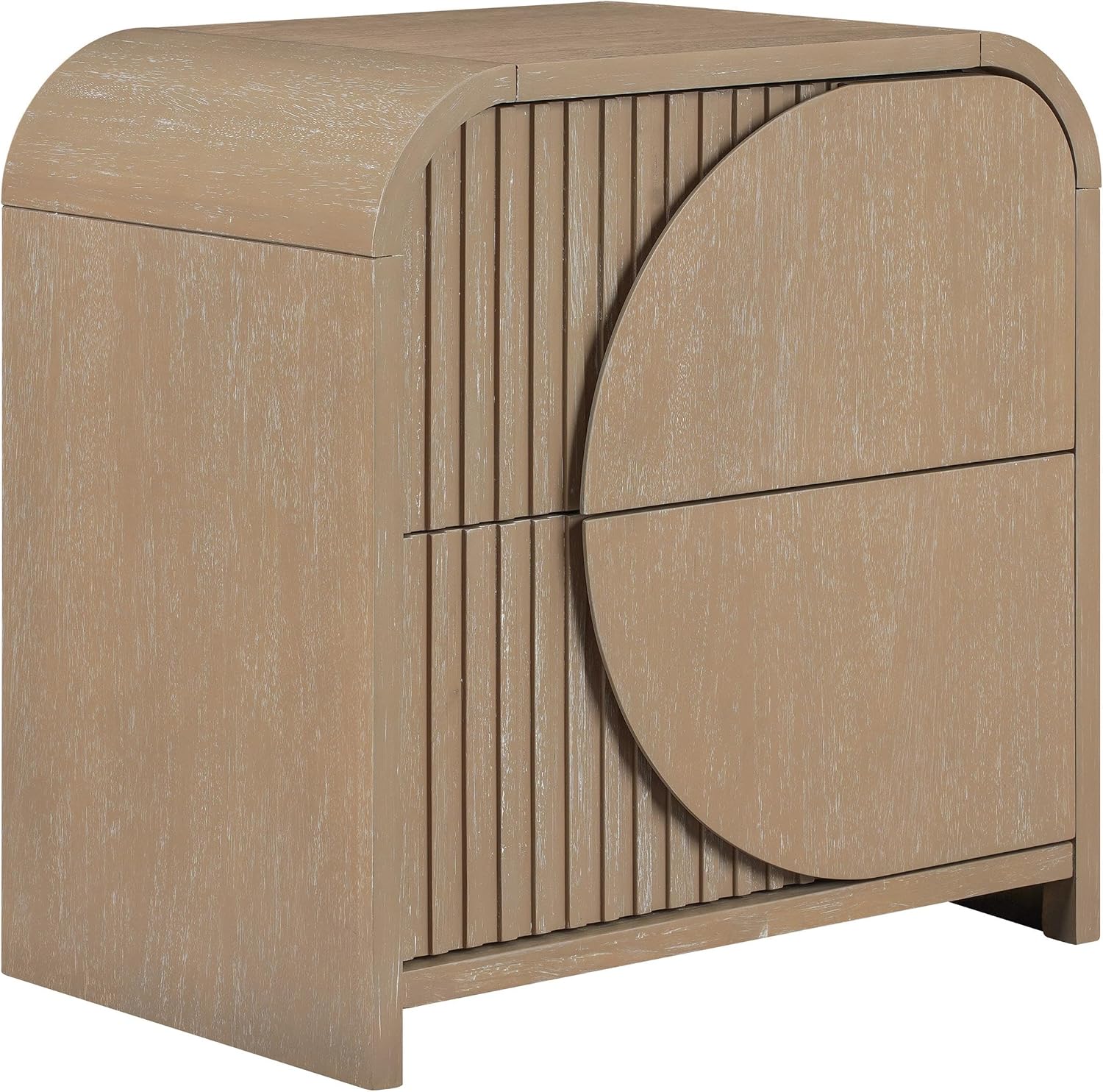 Furniture of America Tissen Modern Solid Wood 6-Piece Queen Bedroom Set with USB Ports, Reeded Panels, Curved Edges and Beveled Mirror, Box Spring Needed, Natural