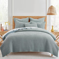 Levtex Home Mills Waffle King/Cal King Quilt Set (106x92in) with 2 Pillow Shams (36x20in) - Chambray - Cotton Waffle King Size Quilt Bedding Set - Lightweight, Soft, Pre-Washed