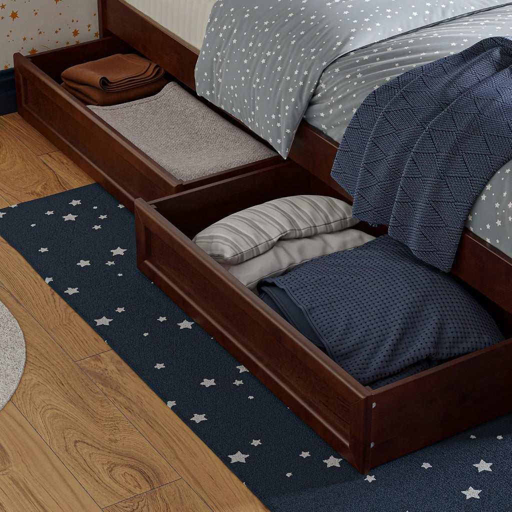 AFI, Wesley Twin Platform Bed with Panel Footboard & Storage Drawers, Walnut