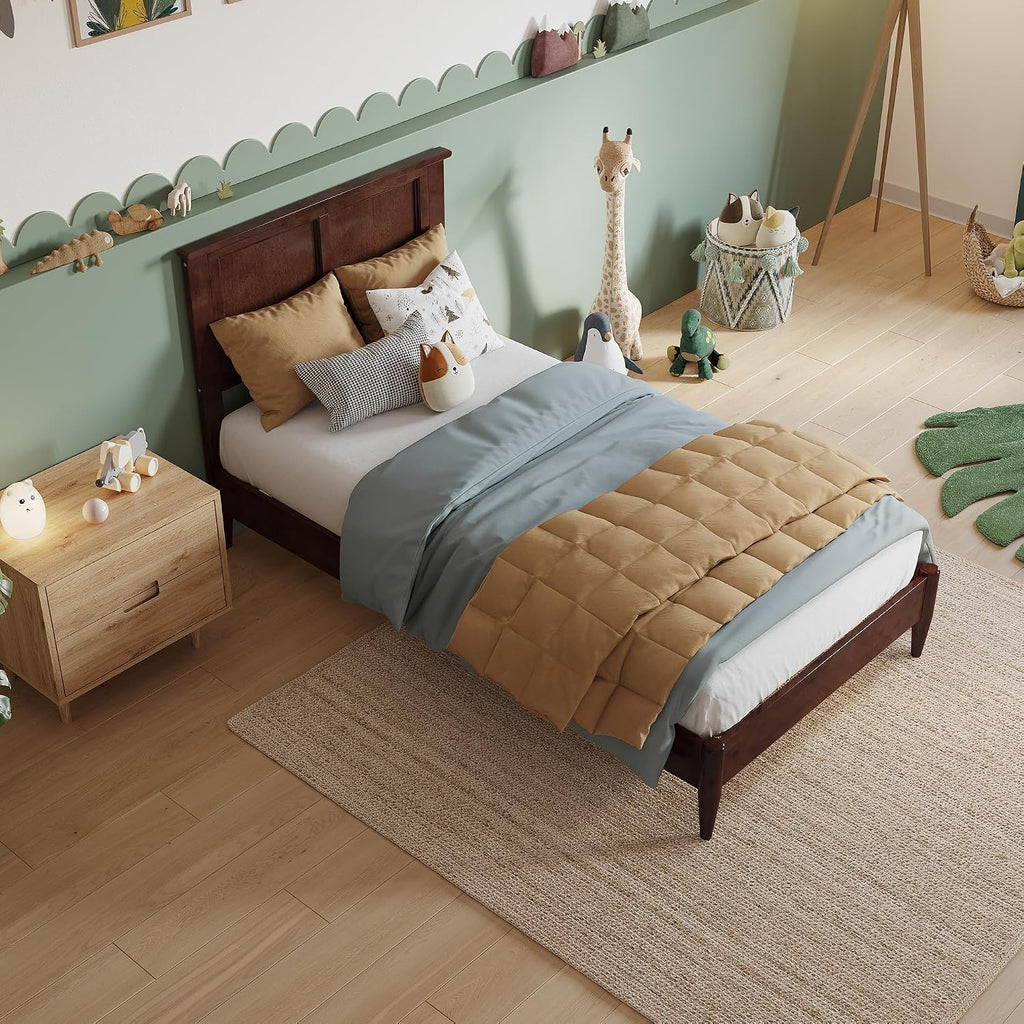 AFI, Charlotte Twin Solid Wood Low Profile Platform Bed, Walnut