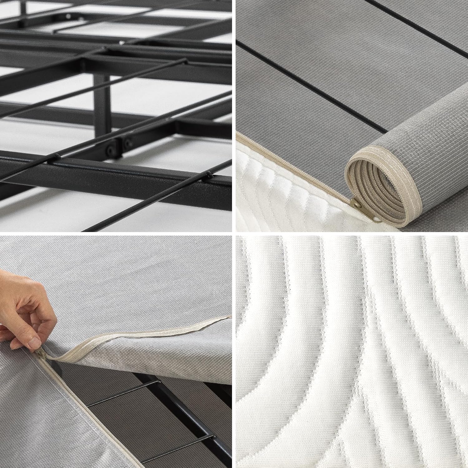ZINUS No Assembly Metal Box Spring / 4 Inch Grey Mattress Foundation / Sturdy Metal Structure, Twin
