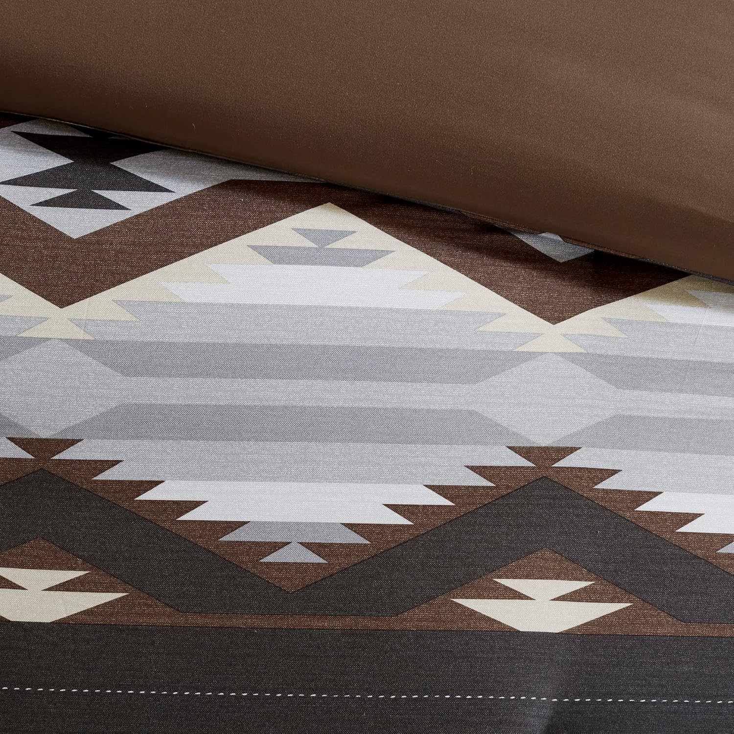 Woolrich Full Comforter Set, Southwestern Aztec 8 Piece Bedding Set, Oversized All Season Down Alternative Comforter with Shams, Euro Shams, Decorative Pillows & Bedskirt, Rustic Cabin, Grey Brown