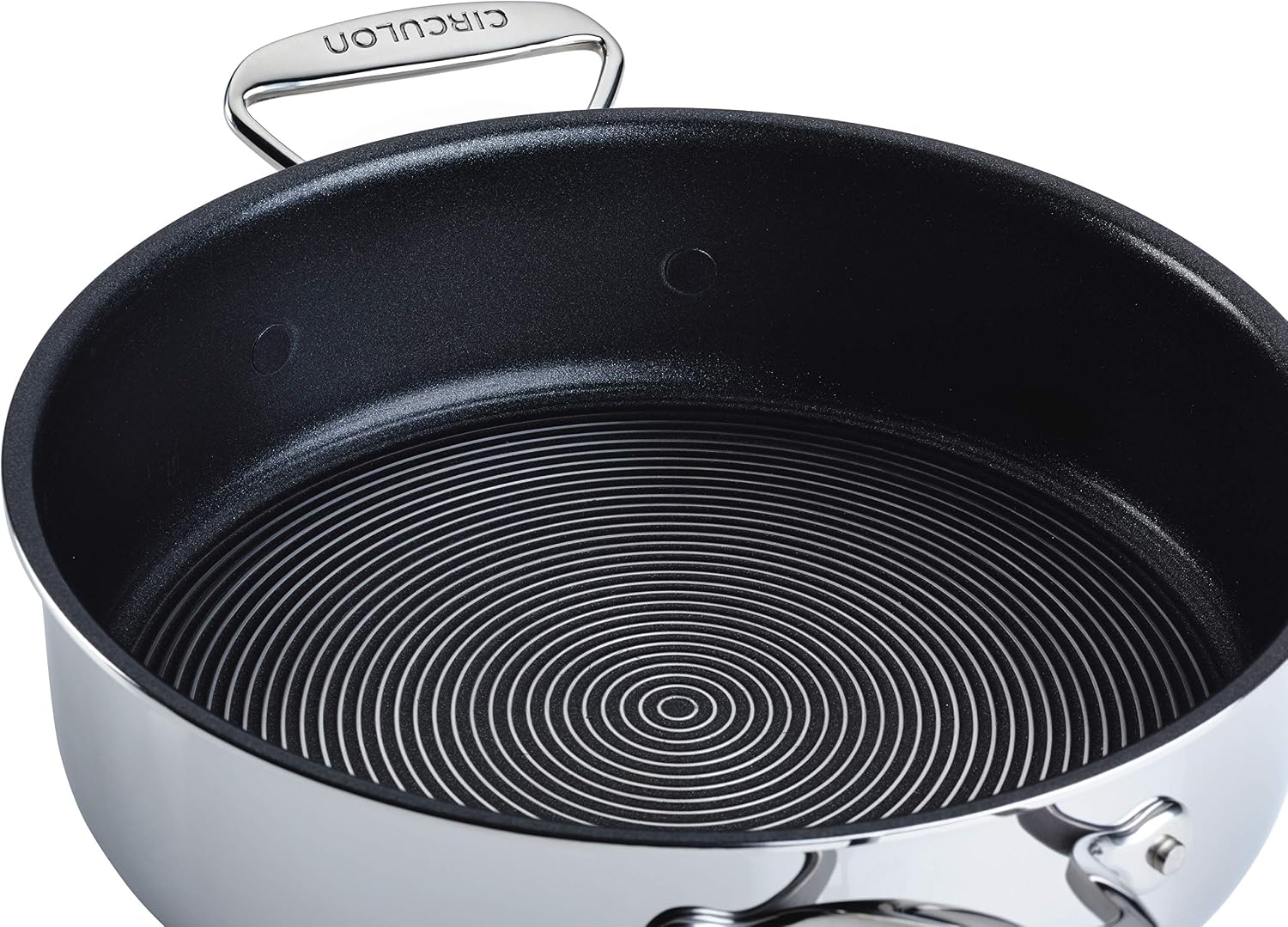 Circulon Clad Stainless Steel Saute Pan with Lid and Hybrid SteelShield and Nonstick Technology, 5 Quart - Silver